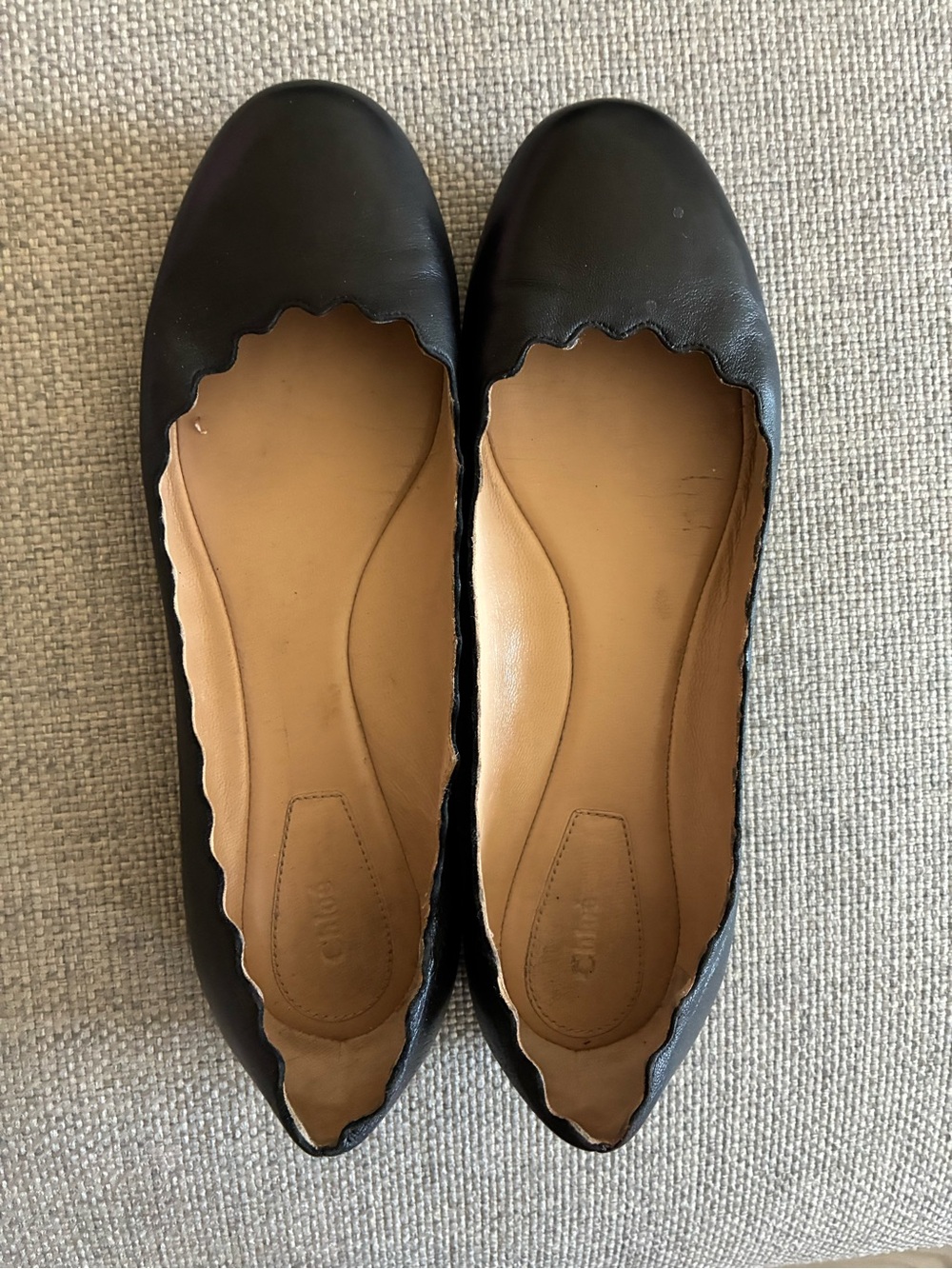 Chloe Black Scalloped Ballet Flats
